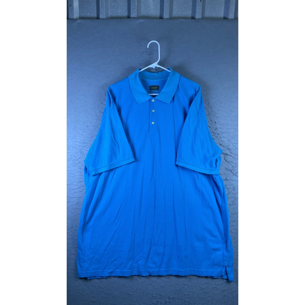 The Foundry Polo Shirt Mens 2XLT Blue Excellent Cotton Short Sleeve Pique P3920